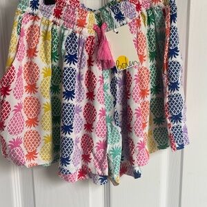 Girls Mini Boden Rainbow Pineapple Shorts Size 8-9y